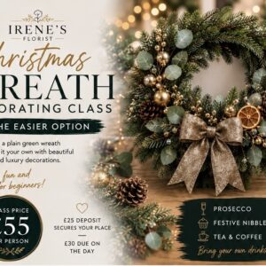 Wreath Making Class Easier Class Starting with a plain green wreath - Sunday 29th November 12.30pm